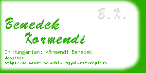 benedek kormendi business card